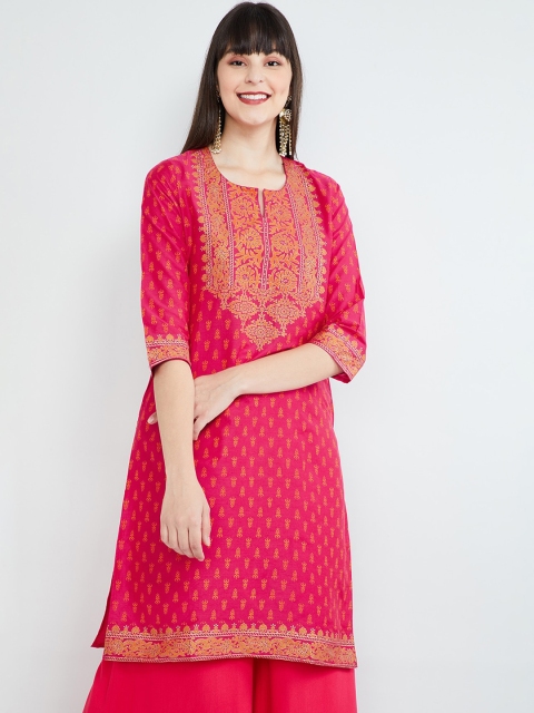 max Women Pink Printed A-Line Kurta