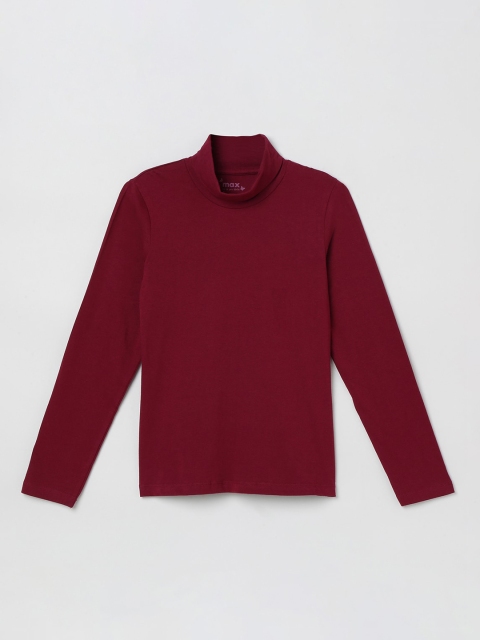 max Girls Burgundy Solid Top