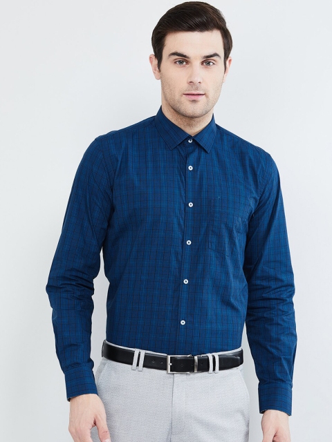 max Men Blue Slim Fit Checked Formal Shirt