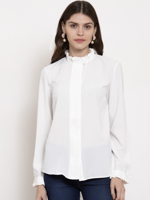 Global Republic Women White Self Design Casual Shirt