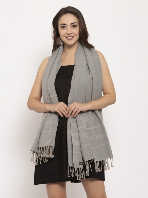 KLOTTHE Women Grey & Beige Striped Stole