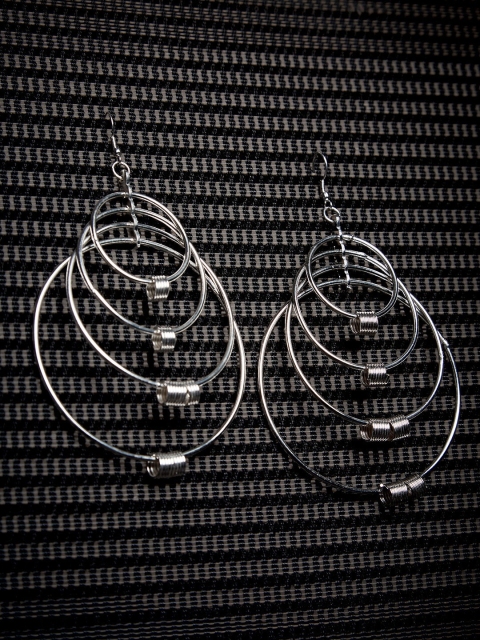 ZeroKaata Silver-Plated Handcrafted Circular Drop Earrings