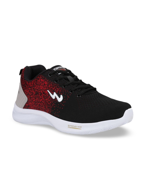 Campus Men Black & Red Woven Design Running Shoes