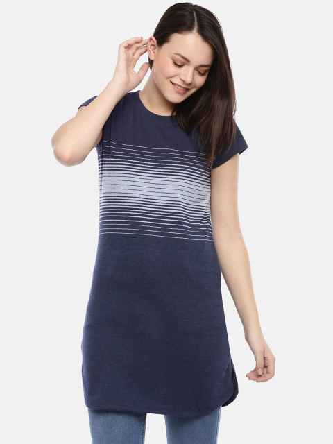 GOLDSTROMS Women's Navy Blue & Off-White Striped Tunic
