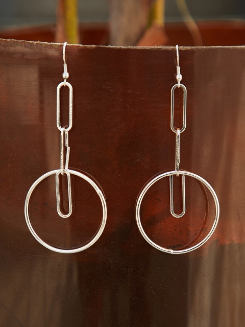 ZeroKaata Silver-Plated Circular Drop Earrings