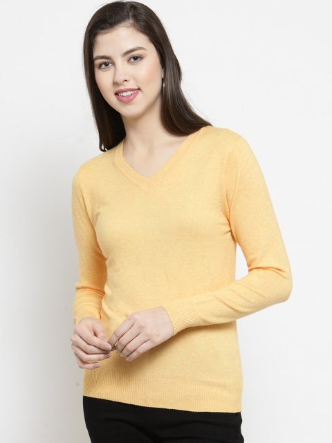 Global Republic Women Yellow Solid Pullover Sweater