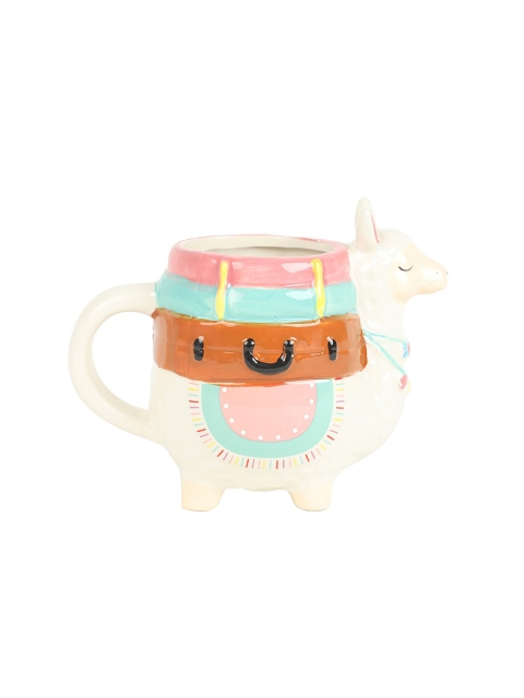 Chumbak White & Orange Happy Llama Planter