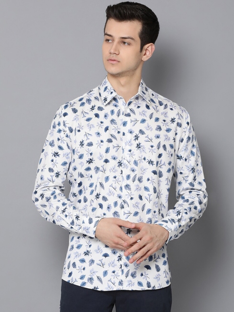 LINDBERGH Men Blue & White Slim Fit Printed Casual Shirt