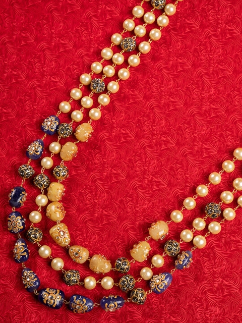 Shoshaa 22K Gold-Plated & Blue Pearl Beaded Layered Necklace