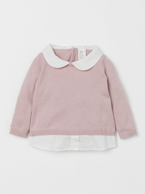 H&M Girls Pink Collared jumper, Multi