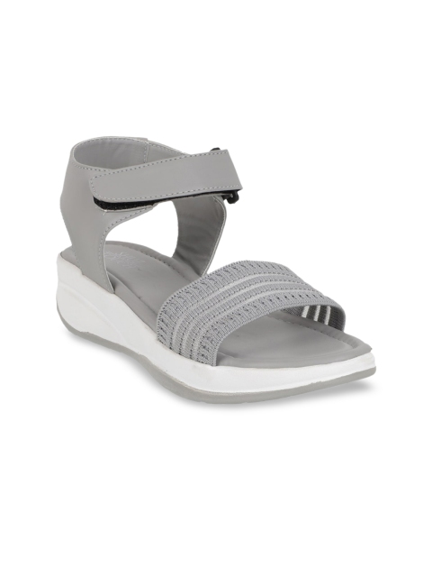 SHUZ TOUCH Women Grey Woven Design Comfort Heels