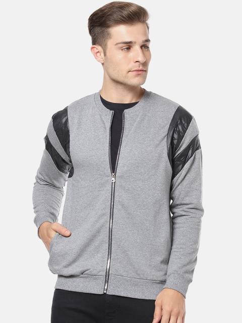 Campus Sutra Men Grey Solid Bomber Jacket
