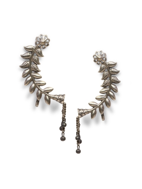 Infuzze Silver-Plated Leaf Shaped Ear Cuff
