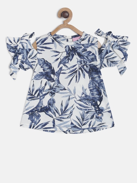 TALES & STORIES Girls Navy Blue Printed A-Line Top