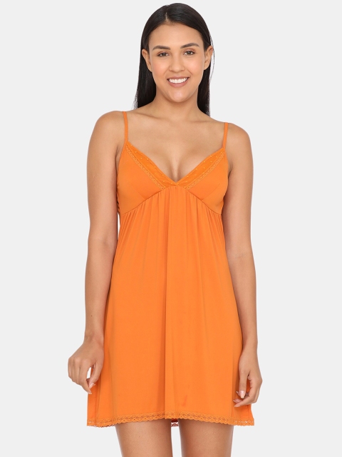 Zivame Orange Solid Baby Doll ZI7109FASHCORNG