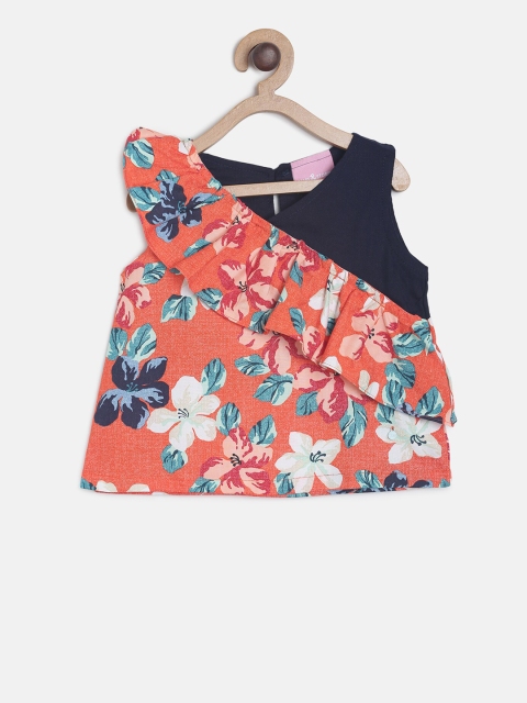 TALES & STORIES Girls Orange Printed A-Line Top