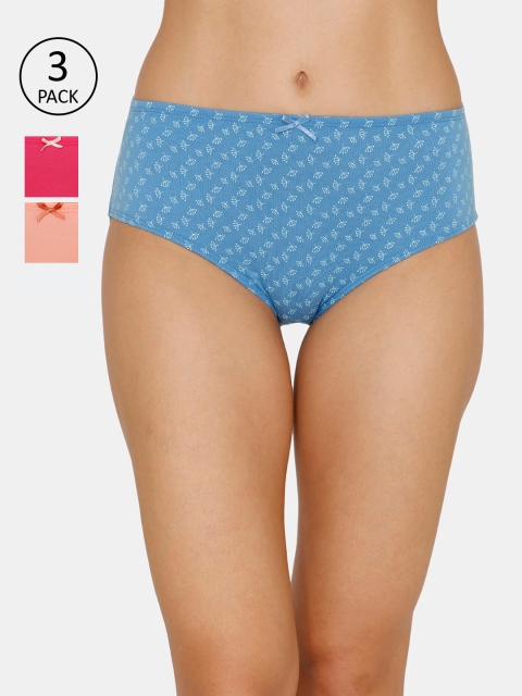 Zivame Women Pack of 3 Assorted Hipster Briefs ZI2420FASHLMGNT