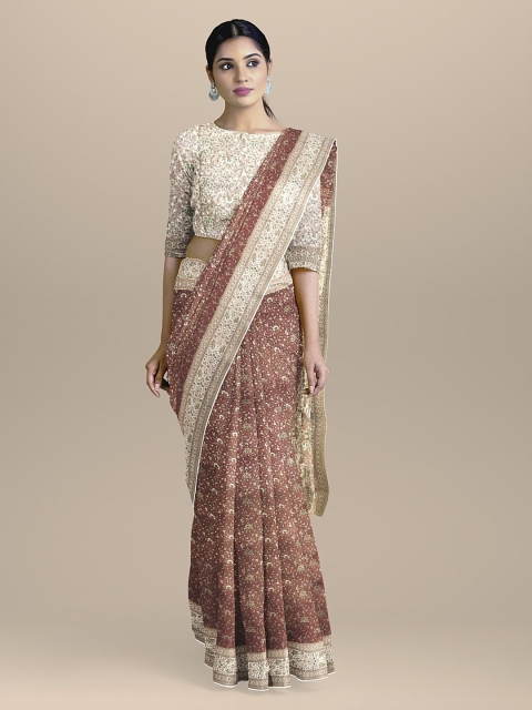 BharatSthali Brown & Gold-Coloured Silk Cotton Woven Design Handloom Banarasi Saree
BharatSthali Brown & Gold-Coloured Silk Cotton Woven Design Handloom Banarasi Saree