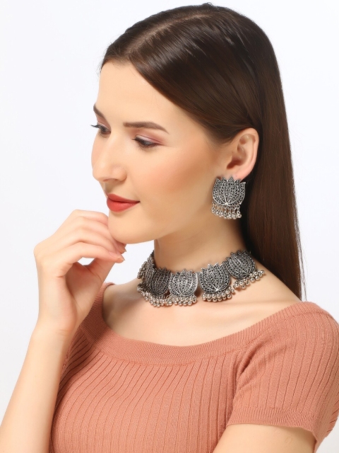 Infuzze Oxidised Silver-Plated Jewellery Set