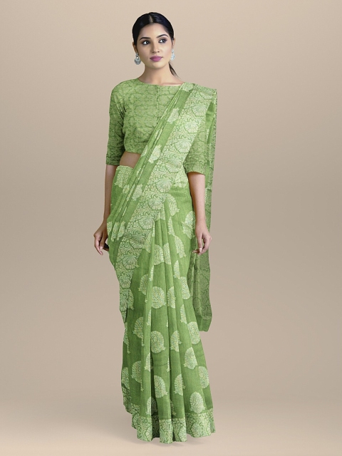 BharatSthali Green & Silver-Coloured Silk Cotton Woven Design Handloom Banarasi Saree
BharatSthali Green & Silver-Coloured Silk Cotton Woven Design Handloom Banarasi Saree