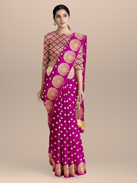 BharatSthali Purple & Gold-Coloured Silk Cotton Woven Design Handloom Banarasi Saree
BharatSthali Purple & Gold-Coloured Silk Cotton Woven Design Handloom Banarasi Saree
