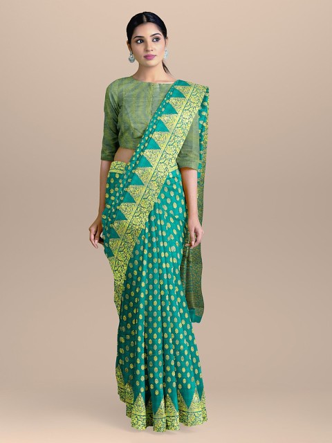 BharatSthali Sea Green & Gold-Coloured Silk Cotton Woven Design Handloom Banarasi Saree
BharatSthali Sea Green & Gold-Coloured Silk Cotton Woven Design Handloom Banarasi Saree