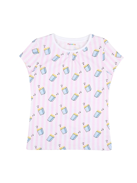 POPPERS by Pantaloons Girls Pink & Blue Popcorn Print T-shirt