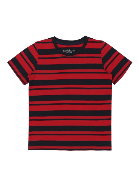 CHALK by Pantaloons Boys Red & Black Striped Round Neck T-shirt