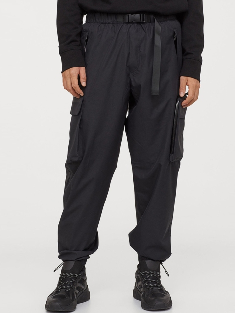 H&M Men Black Water-Repellent Cargo Trousers
