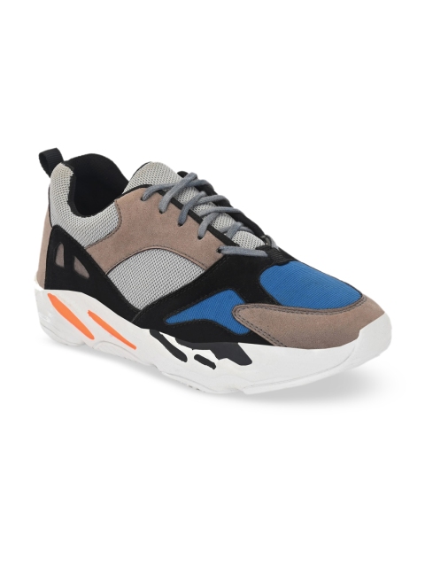 mr.wonker Men Blue & Beige Colourblocked Lightweight Sneakers