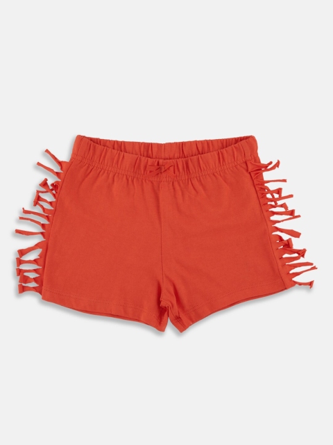 CHALK by Pantaloons Girls Coral Red Solid Regular Fit Regular Shorts