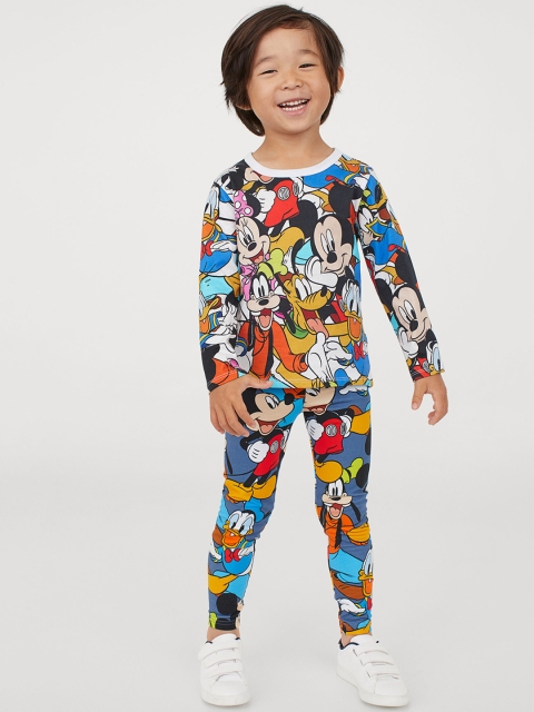 H&M Boys Blue & Red Printed Cotton Leggings