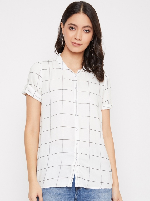 Crimsoune Club Women White Checked Shirt