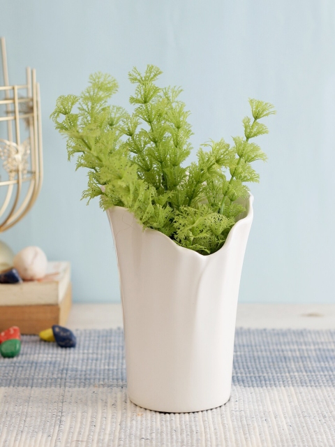 TAYHAA White Solid Glass Flower Vase