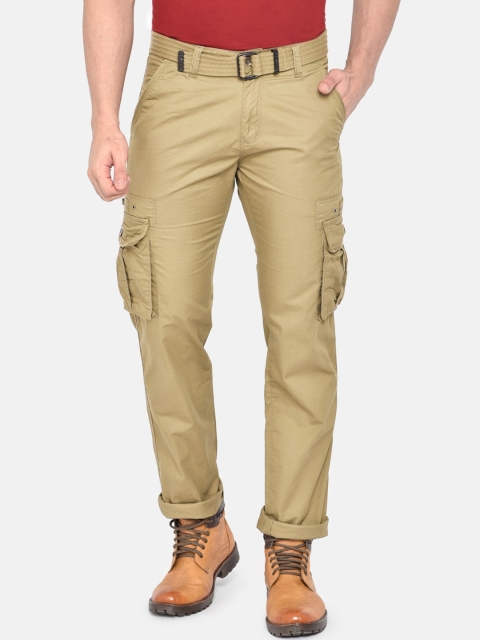 beevee Men Khaki Relaxed Regular Fit Solid Cargos