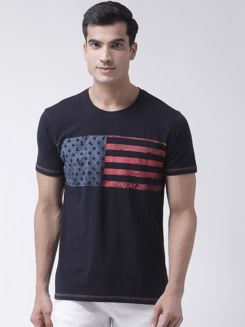 Club York Men Navy Blue & Red Printed Round Neck T-shirt