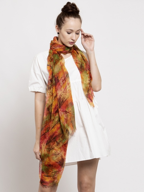 J Style Women Brown & Yellow Printed Stole