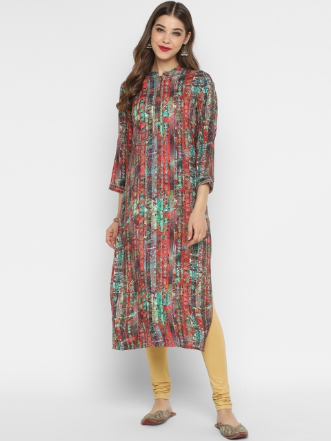 CHRISTEENA Women Multicoloured Printed Straight Kurta, Multi