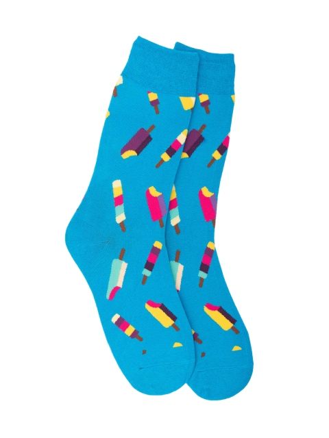 The Tie Hub Men Blue & Pink Lollies Patterned Bright Calf-Length Socks