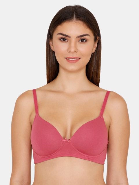 Zivame Pink Solid Non-Wired Lightly Padded T-shirt Bra ZI1137COREAMMGT