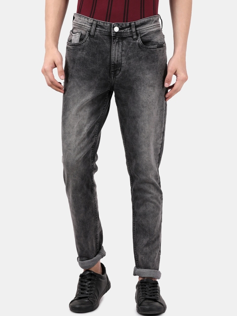 DERBY JEANS COMMUNITY Men Charcoal Grey Tapered Fit Mid-Rise Clean Look Jeans