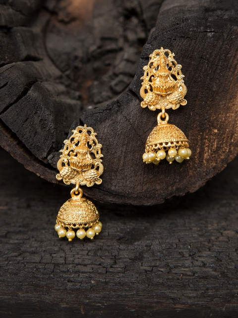 Mali Fionna Gold-Toned Dome Shaped Jhumkas