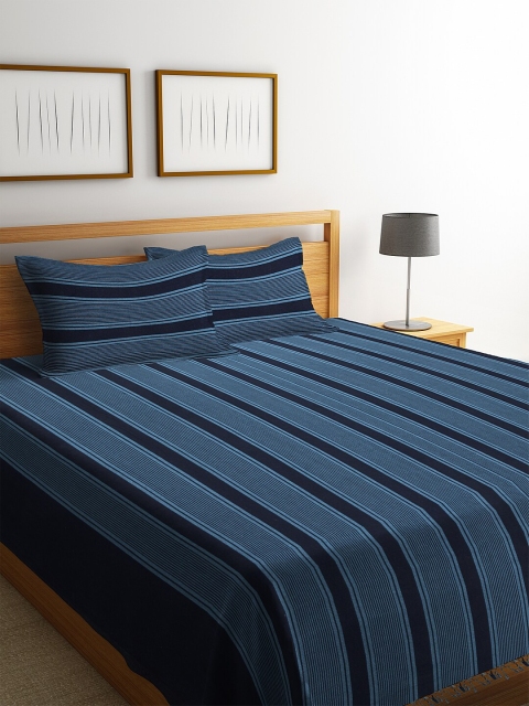 NEUDIS By Dhrohar Blue & Black Striped Hand Woven Double Bed Cover With 2 Pillow Covers
NEUDIS By Dhrohar Blue & Black Striped Hand Woven Double Bed Cover With 2 Pillow Covers