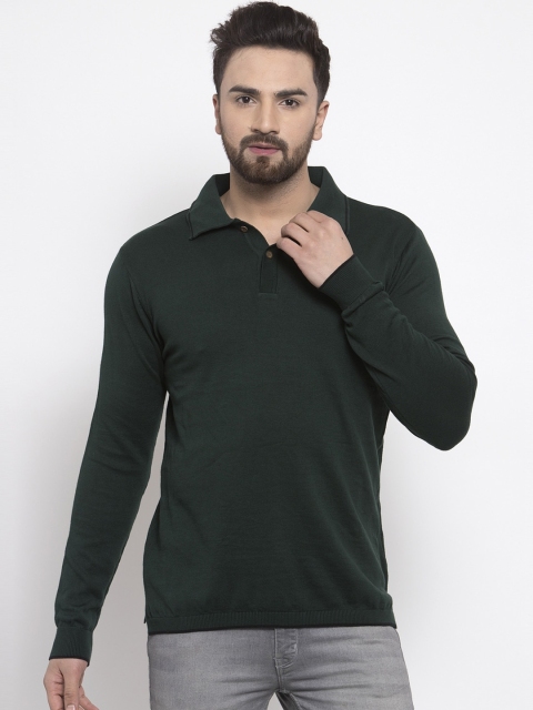 Kalt Men Green Solid Pullover Sweater