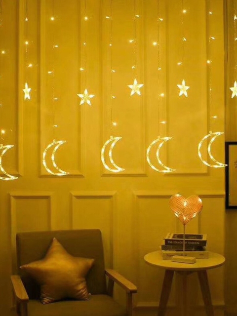 TAYHAA Transparent Textured Moon & Star LED String Lights