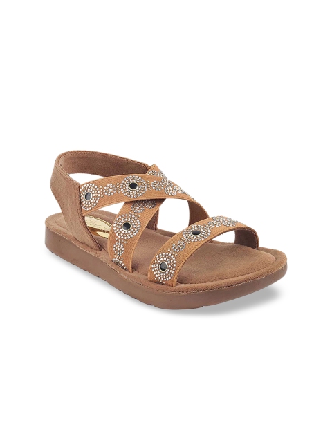 Catwalk Women Brown Embellished Open Toe Flats