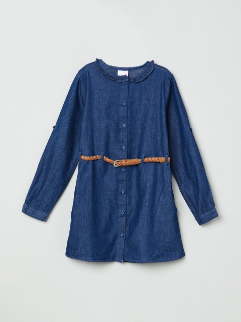 max Girls Blue Solid A-Line Dress