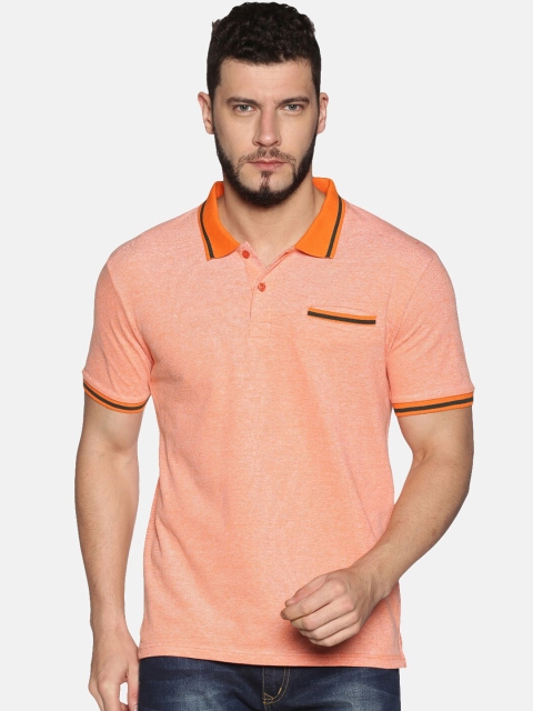 UrGear Men Orange Solid Polo Collar T-shirt