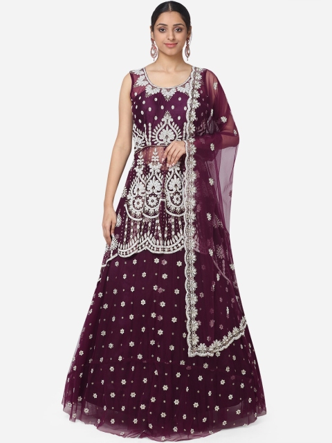 BOMBAY SELECTIONS Women Purple & Silver-Toned Beads & Shimmer Embellished Ready To Wear Net Lehenga Kurti with Dupatta
BOMBAY SELECTIONS Women Purple & Silver-Toned Beads & Shimmer Embellished Ready To Wear Net Lehenga Kurti with Dupatta