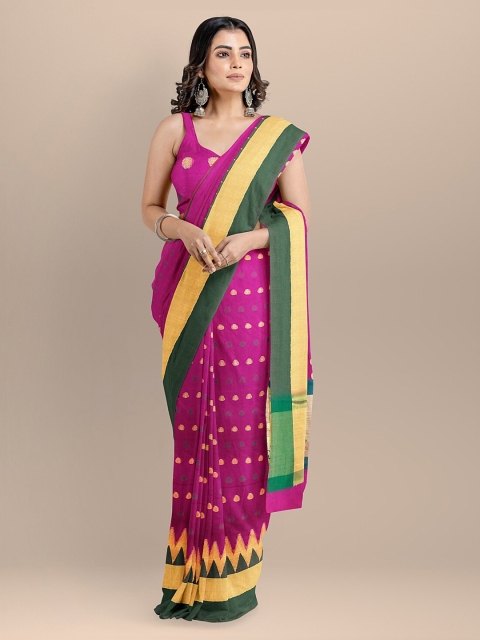 BharatSthali Purple Silk Cotton Woven Design Banarasi Sustainable Saree